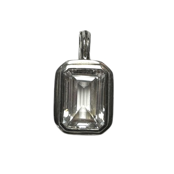 RARE Slane & Slane Emerald Cut Quartz & Sterling Silver Necklace Pendant Charm - Picture 9 of 9